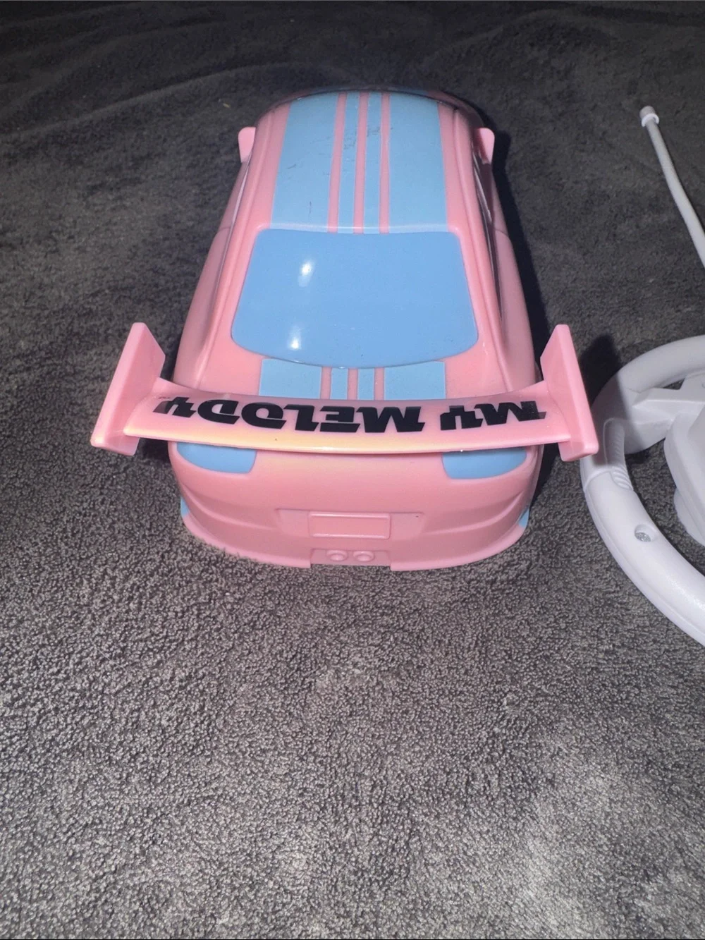 Used but works Sanrio My Melody Pink and Light Blue Remote Control Race Car